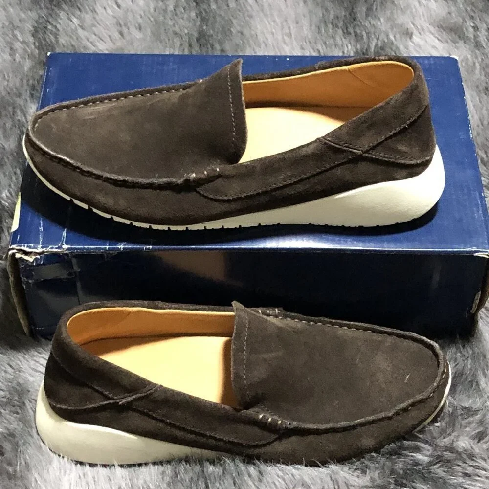 OluKai Ka‘a Loafer Men’s Size 7, Dark Brown Leather Slip-On Shoes NWOB
